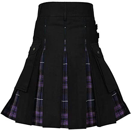 Kwatieh Kilt écossais, Traditionnel, à Carreaux, pour Homme, Tartan Irlandais, Combat, Punk, Gothique, région montagneuse, Jupe, Kilt Utilitaire, avec Sangles et Grandes Poches #316A