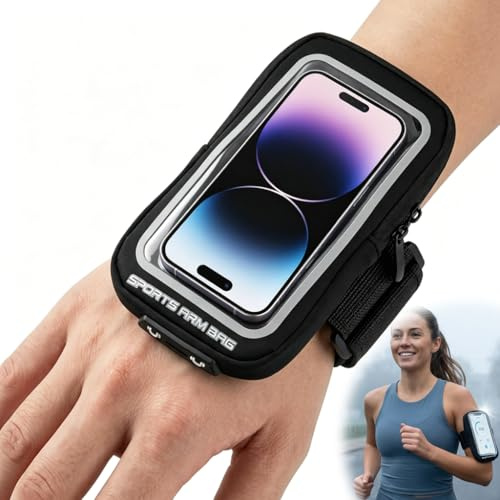 Brazalete Movil Running Ajustable, Porta Movil Running Deportivo para Brazo y Muñeca Funda para Correr con Pantalla Táctil Compatible con iPhone 16 15 14 Pro MAX Galaxy S24 S23 hasta 6.9