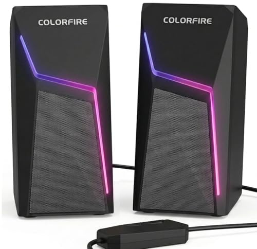 PC Speakers USB Powered 3.5mm Aux Wired RGB Computer Speaker for Desktop PC
