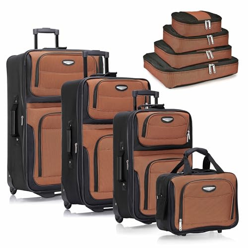 Travel Select Amsterdam - Equipaje Vertical Extensible con Ruedas, Orange, Checked-Large 29-Inch, Amsterdam - Equipaje Vertical Extensible con Ruedas