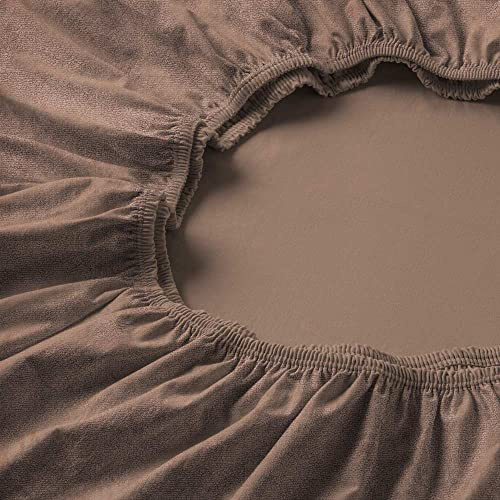 ESTELLA Spannbetttuch Samt Velours | Bahama | Frottee | 100x200 cm | passend für Matratzen 90-100 cm (Breite) x 190-200 cm (Länge) | trocknerfest und bügelfrei | 80% Baumwolle 20% Polyester