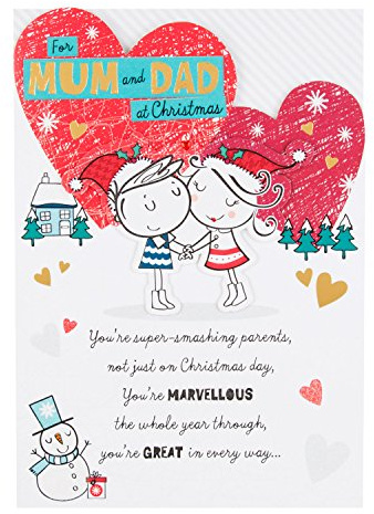 Hallmark Weihnachtskarte für Mama & Papa, englischsprachig, mittelgroß