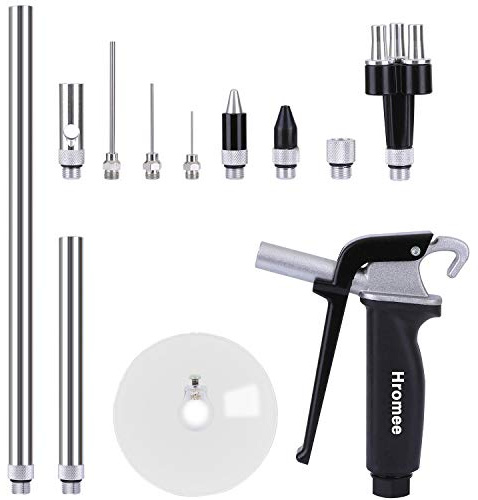 Hromee 12 Pieces High Flow Air Blow Gun Kit with Safe Quiet Xtreme Nozzles Rubber Tip 6/12 Inch Extension Chip Guard and Needles Duster Gun and Air Compressor Accessories