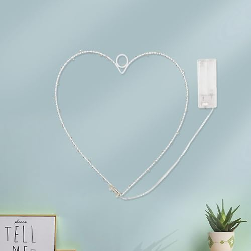 Esoes Wankd 35 LED-Lichterkranz, Herz, warmweiß, batteriebetrieben, dekorative LED-Lichter aus Eisendraht zum Aufhängen, für drinnen und draußen, Hochzeit, Party, 1 Stück