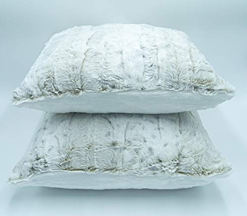 Lex's Linens Pack of 2 Opulence Premium Faux Fur Cushion Covers (Snow Leopard, 60 x 60 cm)