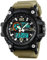 SKMEI Digitale Herren-Sportuhr, 50 m wasserdicht, Militär-Uhren, LED-Bildschirm, großes Zifferblatt, Stoppuhr, Wecker, Armbanduhr, Khaki Schwarz, Digital