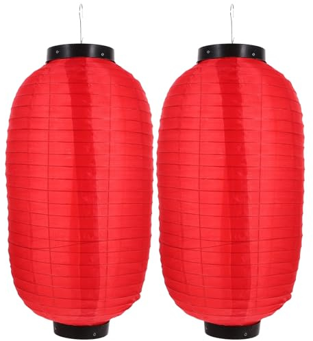 2 lanterne di seta in filo metallico decorazioni giapponesi rosse tradizionali lanterne cinesi luce festa (lampadina non inclusa)