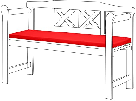 Gardenista Bankauflage 117x39 cm Stuhlkissen mit abnehmbarem Bezug Bankkissen Bankpolster Polsterauflage Auflage für Gartenbank Sitzkissen Outdoor & Indoor, sitzpolster Bank (Rot)