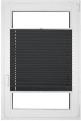 RENA Plissee ohne Bohren - Verdunklungsplissee - Klemmfix - Plisseerollo - Sonnenschutzrollo - Fensterdeko - Graphit 70cm x 220cm