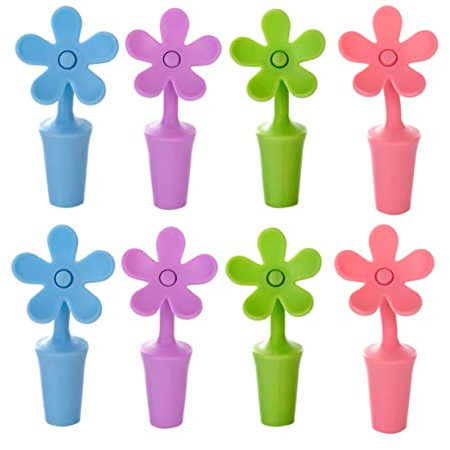 MOLUCKFU Silikon Flaschenstopfen Verlängert Frische 8 Stück-Pack in Blumenform Luftdicht Haltbar Zufälliger Stil für Weinflaschen für Besondere Tage und Valentinstag