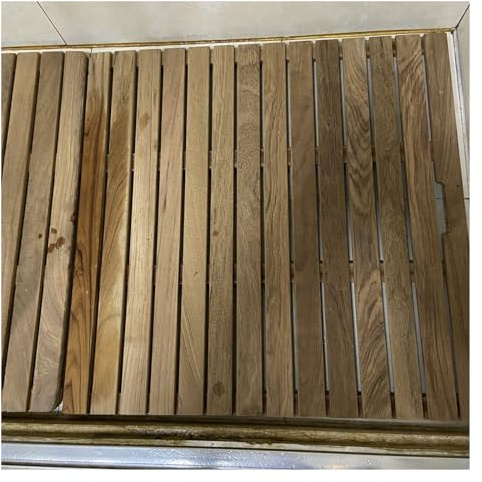 Caillebotis de Douche en Bois de Teck, Tapis de bain en bois de teck, tapis de sauna antidérapant, grand tapis de sol rectangulaire carré extérieur intérieur pour sol carrelé/surface texturée, plate-