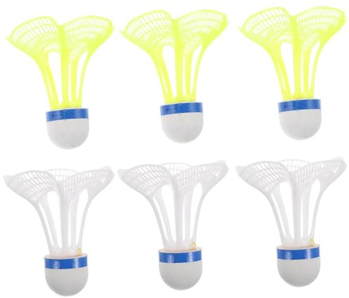 BbiuRer 6 Stück Federbälle, Winddichte Federbälle, Badminton Bälle, Gelb Und Weiß Mit Softkork-Doppelkopf, Ideal Für Outdoor Und Indoor Nutzung(Weiß x3, Gelb x3)