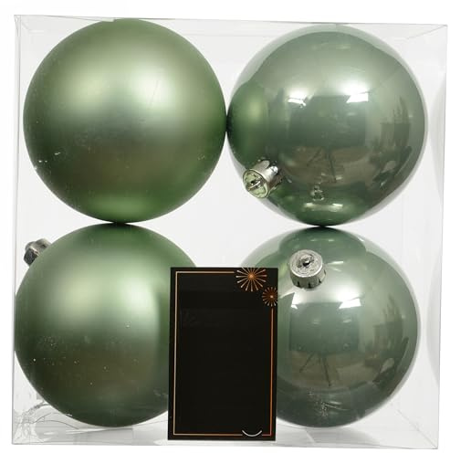 8 x Weihnachtskugeln aus Kunststoff Ø 10 cm - Lindgrün | Wetterfest frostsicher - Christbaumkugeln für Innen und Außen - Weihnachtsbaumkugeln Kunststoff