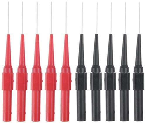 UEKPDM Back Probe Pins, 10 Pack 0.7mm Wire Piercing, 4mm Banana | Stainless Steel & Copper, Insulated Grip, Non-Destructive Testing, for Multimeter & Oscilloscope
