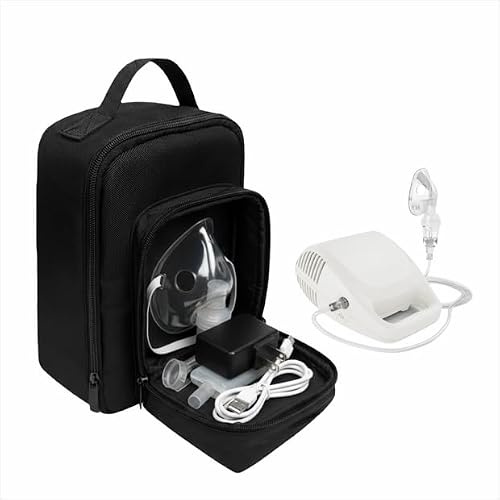 Portable Device Carrying Case Travel Organizer, Multi-Purpose Storage Bag with Adjustable Divider, Water-Resistant 600D Fabric, Compatible with Nebulizer Accessories, 7 x 4 x 12
