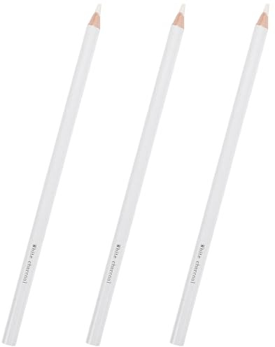 HINTRMENT 3 pièces Crayons Fusain Blancs pour Dessin Lot pour Artistes Crayons de Sketch pour Effets Lumière et Ombre Fournitures Dessin pour Étudiants et Professionnels