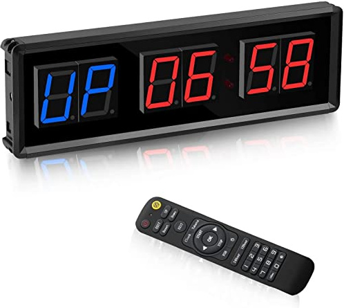 MCMILEE Timer da Palestra, Timer Un Intervalli LED Orologio da Parete con Conto alla Rovescia Digitale Timer Fitness, Cifre da 1,5 Pollici Orologio Cronometro per Casa
