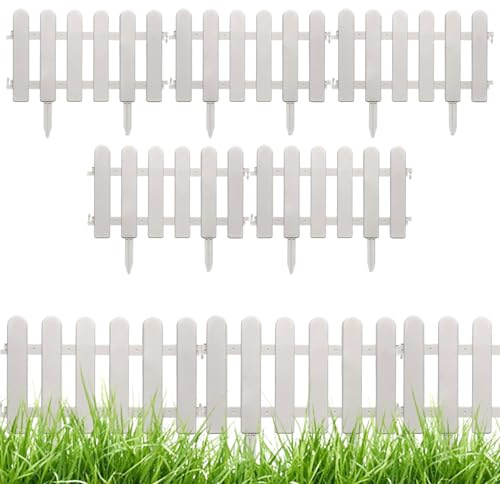 Recinzione da giardino in plastica flessibile 5 pezzi bianca 50 8 x 30 5 cm con fibbia di collegamento bordo paesaggistico con paletto per cortile prato patio all'aperto.