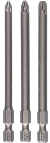 Bosch Accessories 3 Pièces Jeu de Embouts de Vissage Courts Qualité Extra-Dure, PZ Séries, 89mm Longueur Gris