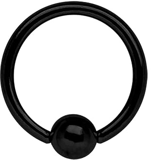 Piercing Schmuck Ring Stahl PVD schwarz in 1,6 mm mit Klemm-Kugel