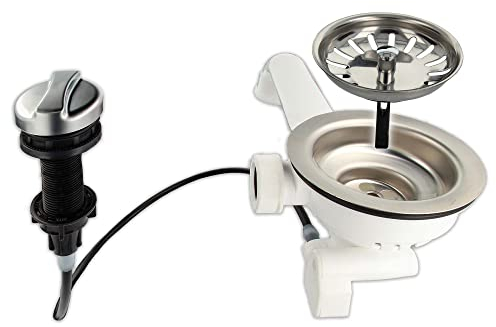 Tecuro Sink Outlet Sink Strainer Basket Valve 3 1/2 Inches - Diameter 114 mm with Cord Rotary Control