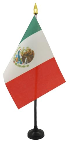 AZ FLAG Bordsflagga Mexiko 15x10 cm Mexikansk 100D Polyester Plastfot