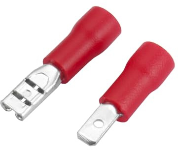 Heschen Stecker/Buchse Schnellkupplung Vinylisoliert, FDD+MDD1.25-110, 2,8 x 0,5 mm Kabelschuh, für 0,5-1,5 mm² (22-16 AWG), Rot, 100er Pack