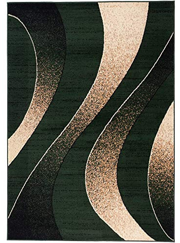 Carpeto Groß Teppich Wohnzimmer 200x300cm Grün Geometrisch 90er-Retro Weich | Teppich für Schlafzimmer Büro Esszimmer Pflegeleicht Fußbodenheizungsgeeignet Reinigungsmittelbeständig Kurzflor Synthetisch