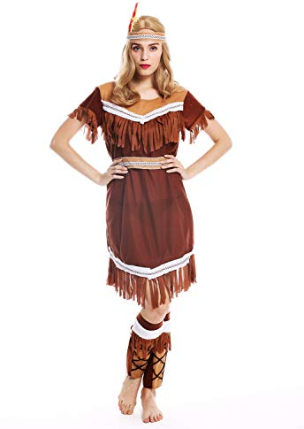 dressmeup W-0211 Kostüm Damen Frauen Karneval Halloween lang Indianerin S
