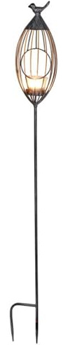 Metall Gartenstecker Vogelkäfig Windlicht Silber Beetstecker Gartendeko | BURI Windlicht aus Metall als wetterfeste Gartendeko für Balkon, Terrasse, Beet und romantische Abendbeleuchtung