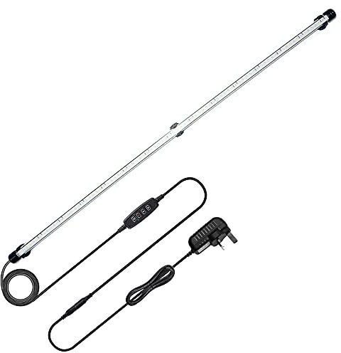 VARMHUS LED akvariebelysning, akvarielampa vit och blå färgskiftande dränkbar akvarium lampa med liten enkel akvariumtimer för soluppgång och solnedgång (92 cm, blå + vit)