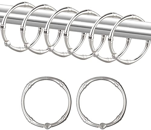 TCMAO Shower Curtain Hooks, Rustproof Decorative Shower Curtain Rings Metal Round Shower Hooks for Bathroom Shower Rod, 12 Pack (Nickel)