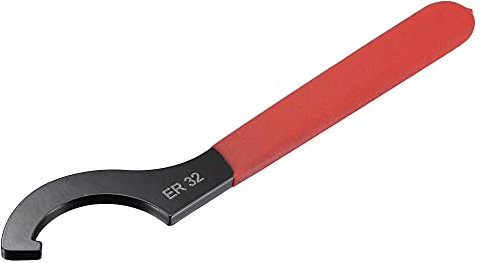 sourcing map C Hook Spanner Wrench for Lathe Clamping ER32 Collet Chuck Nut with Red Non-Slip Handle