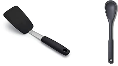 OXO Good Grips Silicone Flexible Turner & Good Grips Silicone Chop & Stir Cooking Spoon - Peppercorn