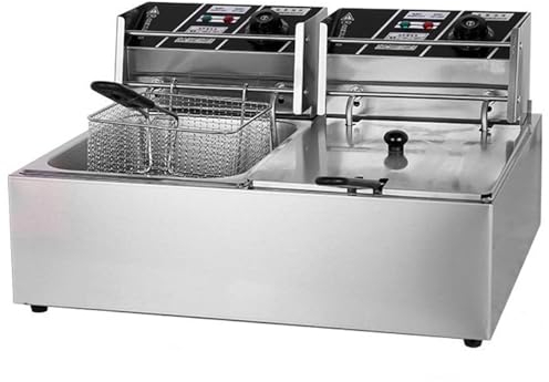guoyjmm 5000W Friggitrice elettrica Professionale in Acciaio Inossidabile Electric Deep Fryer,12L Commerciale Friggitrice a Olio Elettrica Temperatura Controllata 60°C - 200°C per Cucina Hotel Festa