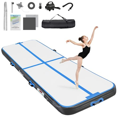 FBSPORT 20 cm tjock och större gymnastikmatta, 3 m uppblåsbar träningsmatta med ficka och luftpump/används för gymnastik/träning/gymnastik/Taekwondo-gym