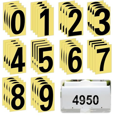 TenaLucy 40 pezzi numeri autoadesivi, numero di numeri impermeabili e autoadesivi, numero casa esterna, 0-9 adesivi numerici (grande, nero)