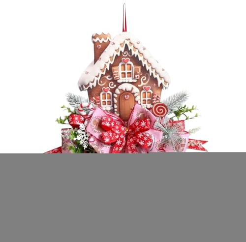 Corona de Navidad de pan de jengibre, 50 cm, 19.7 x 13.8 x 2.4 pulgadas, decoración de temporada navideña para granja, valla, patio, porche, patio, escuela, ventana, aula