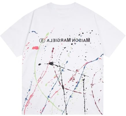 Generico Bianco Oversized T-Shirt, Stampa Grafica Nera, Manica Corta Crew Collo, Streetwear Style, Tessuto Morbido di Cotone, Uomo/Donna Top Casual per Abiti alla Moda-color06||s