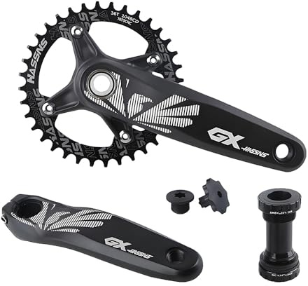 104 BCD mountainbike vevparti, 170/175 mm cykelvev, valfri vev/rang-bottenfäste/krank-bottenfäste och rund tandkedjering (rang med bottenfäste och 36T kedjering, 170 mm vev)