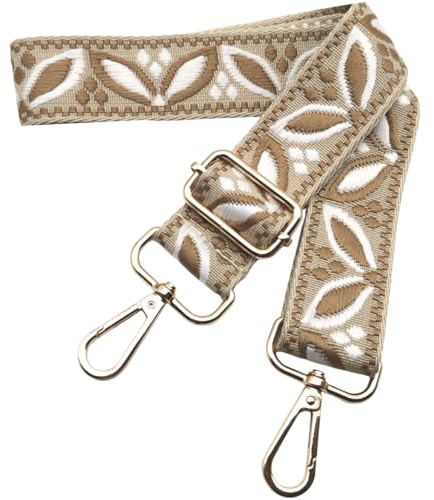 Justerbar väskrem för ombyte, bred axelrem för väskor kvinnor, 3,8 cm väskrem med karbinhake guld, axelrem för kvinnor modern crossbody, handväska, beige-kaki, 603
