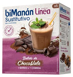 BIMANAN Línea - Batido Sustitutivo, 5 X 250 G, Chocolate, 150 Gramo, 5 Unidades