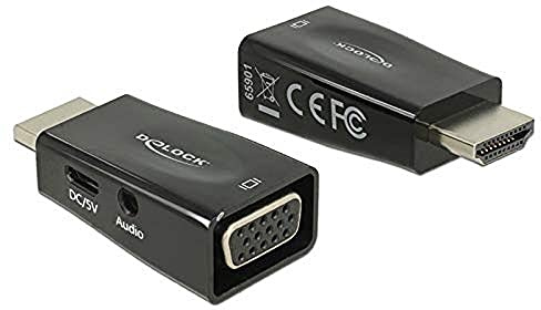 DeLOCK 65901 – Adaptador de HDMI a Macho > VGA Hembra con Audio screwless – Adaptador – Audio/Multimedia, 65901