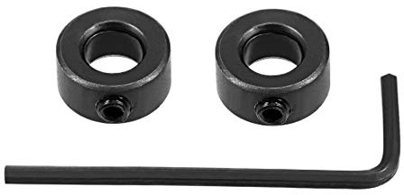 sourcing map 8 mm Bohrungs Stopp, Bohrer Tiefen Halter, Stell Schrauben Ausführung, Schwarz Oxidierter Kohlenstoffstahl, Packung mit 2 | Ausführung, Schwarz Oxidierter Kohlenstoffstahl, Packung