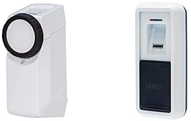 ABUS HomeTec Pro Bluetooth CFA3100 - Elektronisches Türschloss - Weiß + Bluetooth-Fingerscanner CFS3100