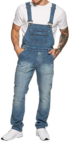 989Zé ENZO Latzhose für Herren, Jeansblau, Arbeitsmode, Latzhose, lässiger Overall, Jeans, Taillengrößen 30–50, blau, 38W x 32L