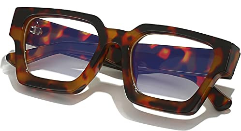 AIEYEZO Square Thick Frame Glasses for Women Men Fashion Blue Light Glasses Trendy Chic Computer Eyeglasses (Tortoise)
