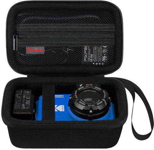 Elonbo Custodia per KODAK PIXPRO WPZ2 Robusta Fotocamera Digitale Impermeabile, Custodia per Fotocamera Digitale WiFi 4K Resistente Agli Urti, Tasca Mesh Adatta Caricabatteria. Nero