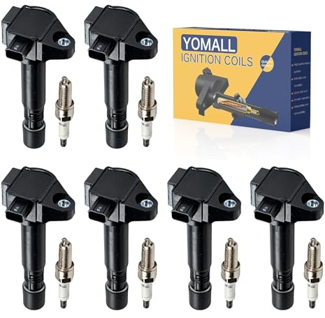 YOMALL 6PCS UF713 Ignition Coils + 6PCS 97390 Iridium Spark Plugs Ignition Coils Pack Fits for 2013-2017 Accord, 2016-2019 Pilot, 2014-2019 RLX, 2015-2019 TLX 3.5L, Coil Pack Set Aftermarket Parts