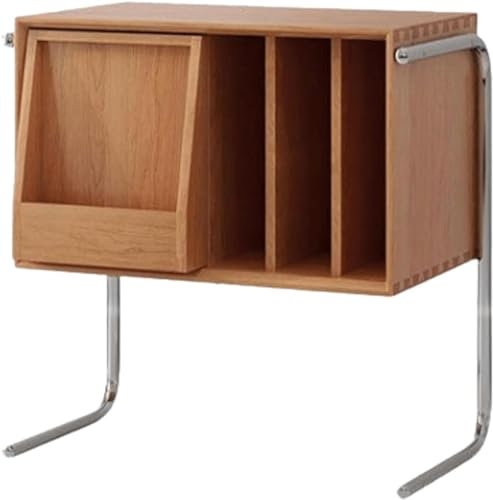 Mesita de noche de madera con patas en C, estante de madera abierto, mesita de noche, mesita de noche que ahorra espacio, mesita de noche para dormitorio (color: madera de cerezo)